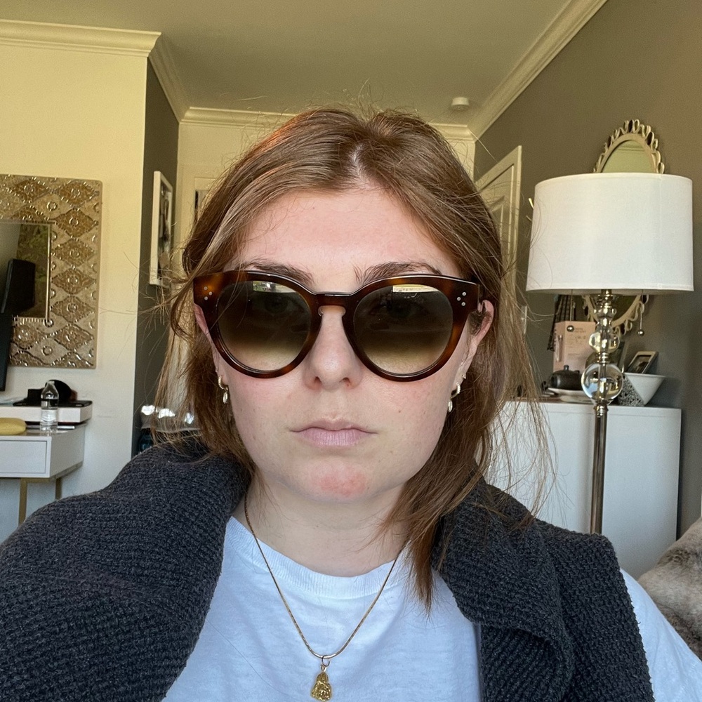 Celine Round Tortoise Gradient Sunglasses With Go… - image 5